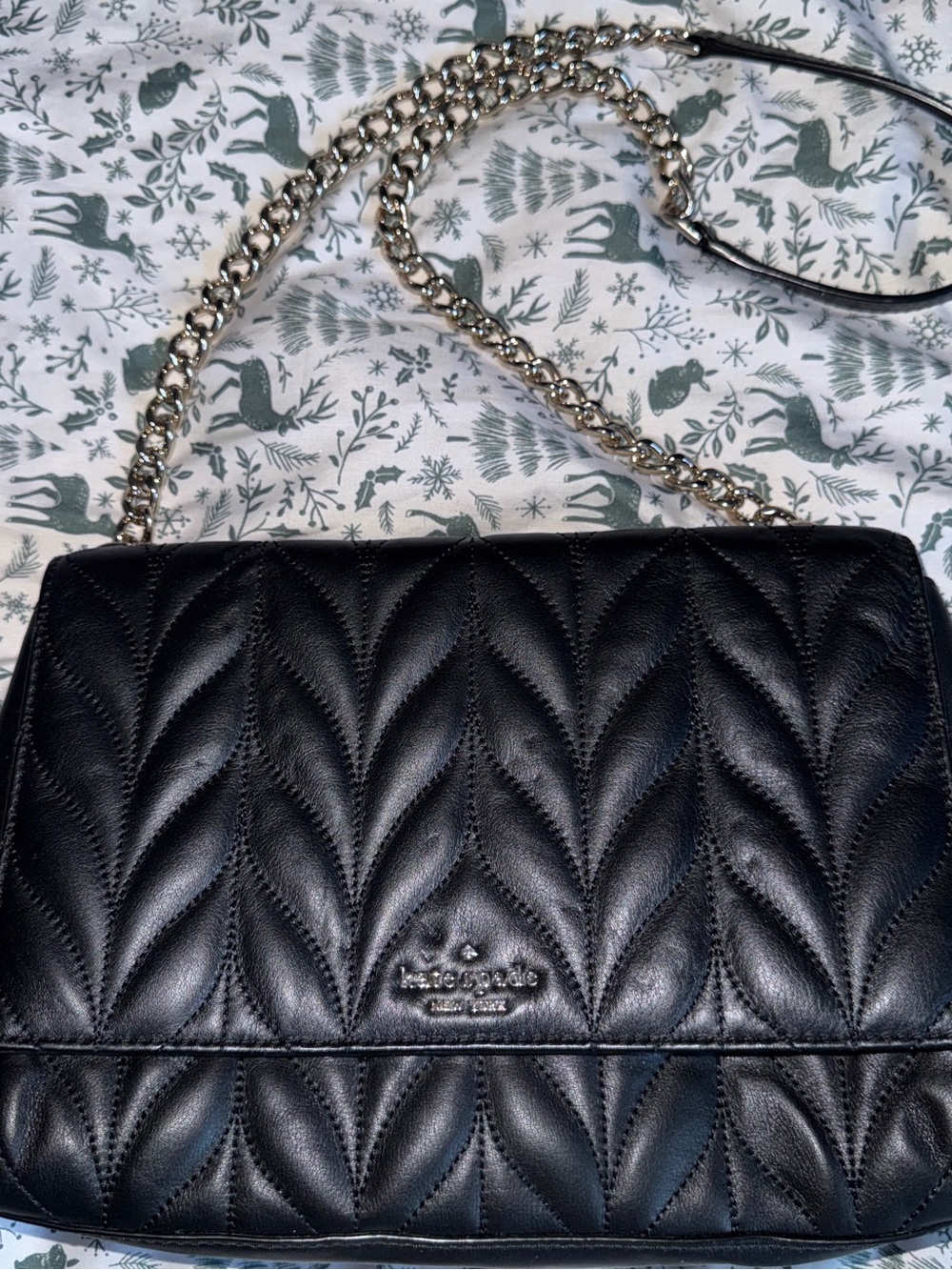 kate spade Black Quilted Leather Chain Crossbody Bag